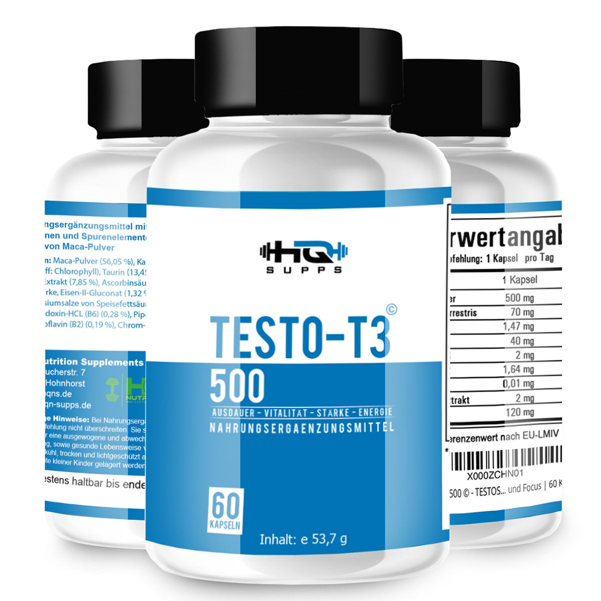 Testo-T3 500 - Maca, Tribulus Terrestris, Vitamin C, B6, B2, Taurin