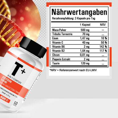 T+ Testosteron-Booster - Unterstützt deine natürliche Vitalität und Fitness