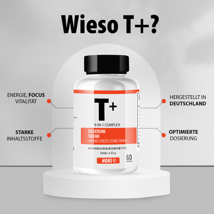 T+ Testosteron-Booster - Unterstützt deine natürliche Vitalität und Fitness