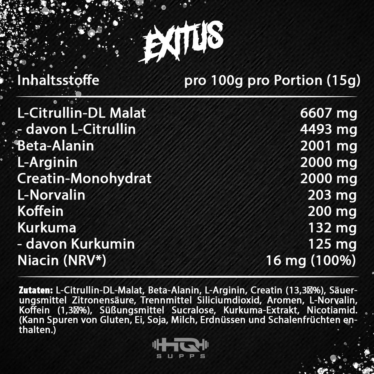 EXITUS - Hardcore Pre Workout, Focus & Motivations Booster 250g