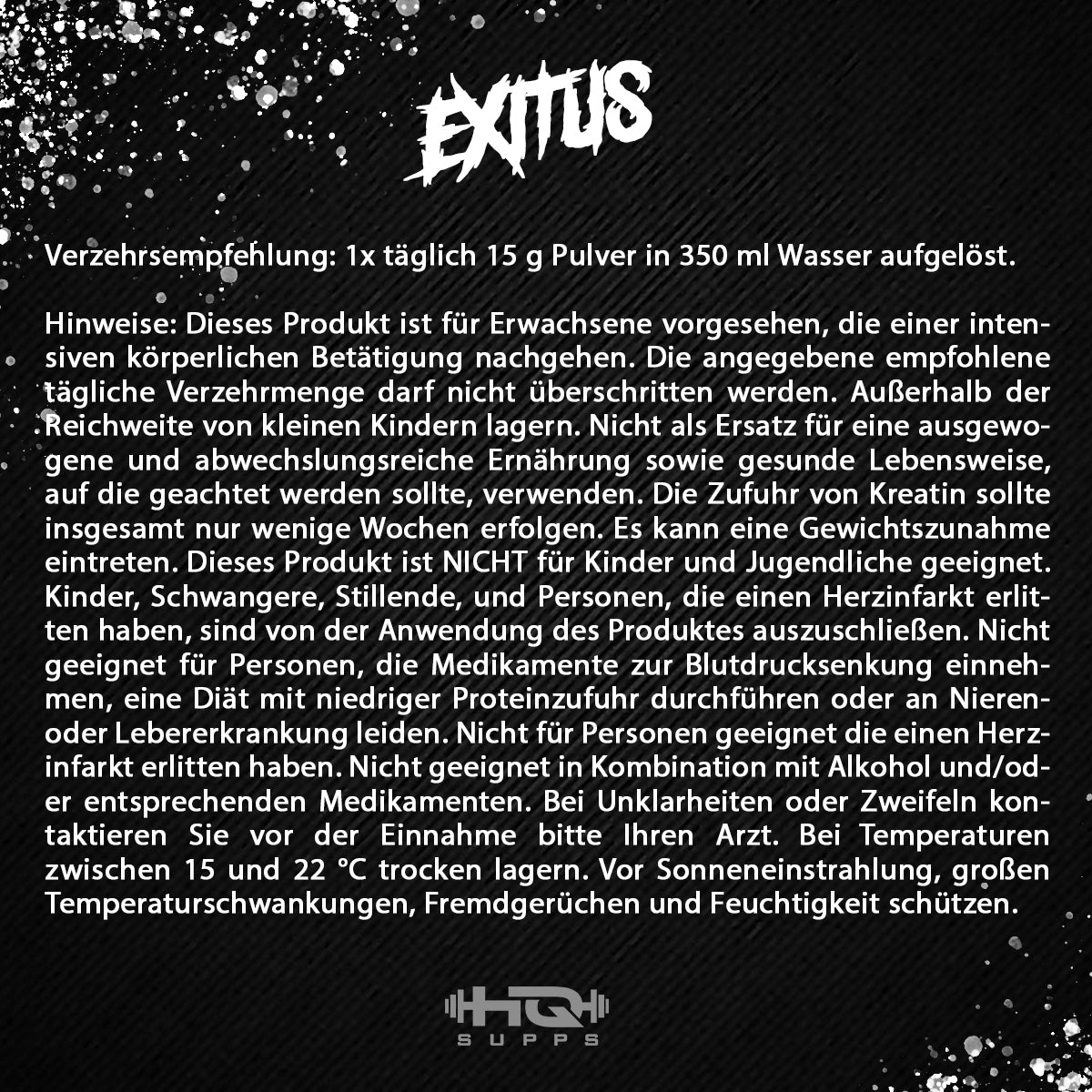 EXITUS - Hardcore Pre Workout, Focus & Motivations Booster 250g